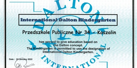 Certyfikat International Dalton Kindergarten